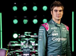 Lance Stroll, Aston Martin, in front of the AMR21